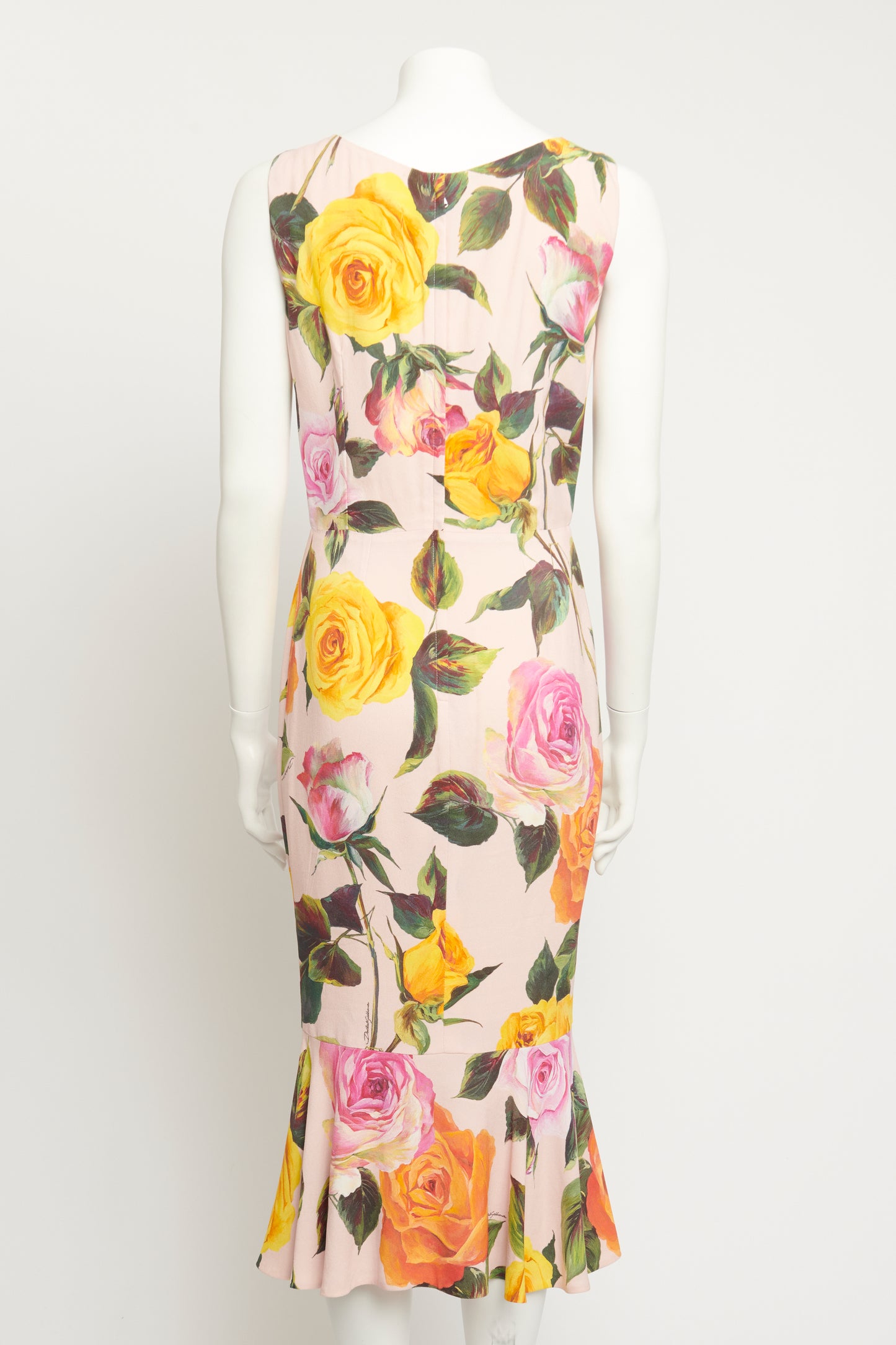 Pink Rose Print Preowned Dress