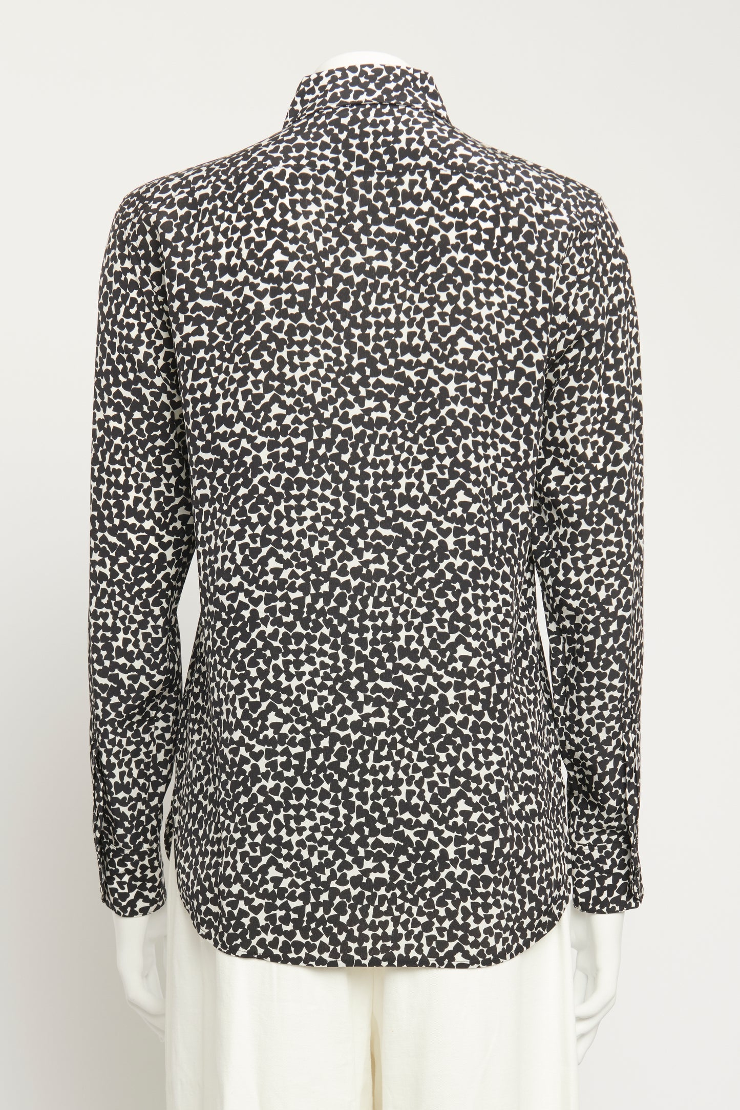 Black Silk Heart Print Preowned Shirt