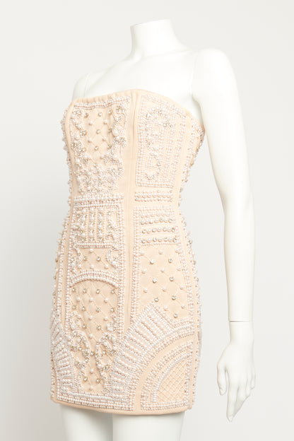 Nude Revival Crystal And Faux Pearl Preowned Dress