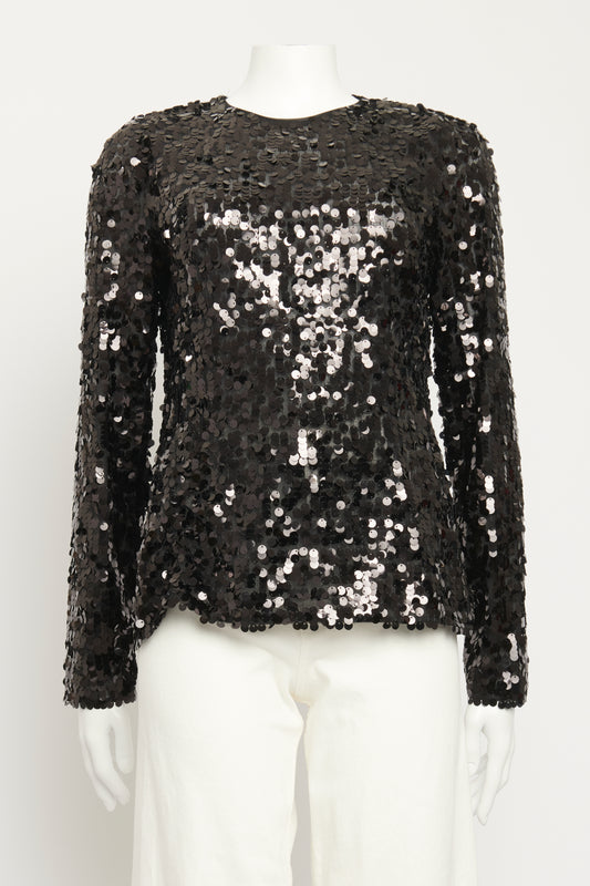 Black Sequin Preowned Top