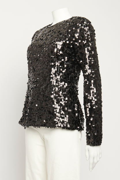 Black Sequin Preowned Top