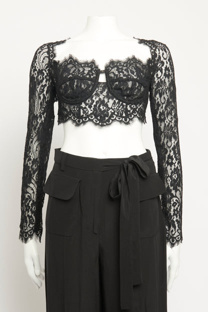 Black Lace Cropped Preowned Top