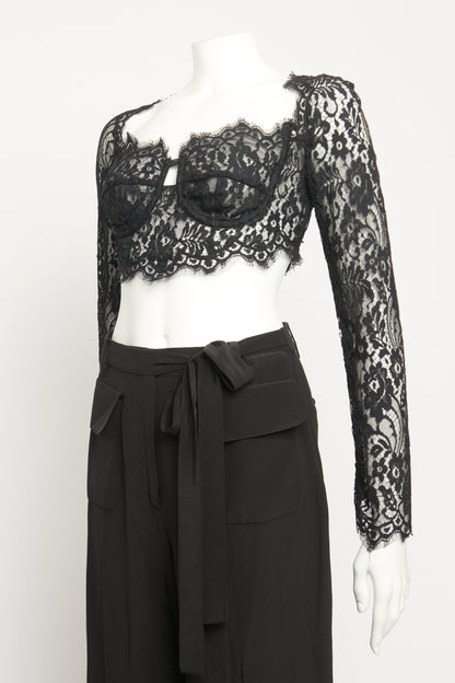 Black Lace Cropped Preowned Top