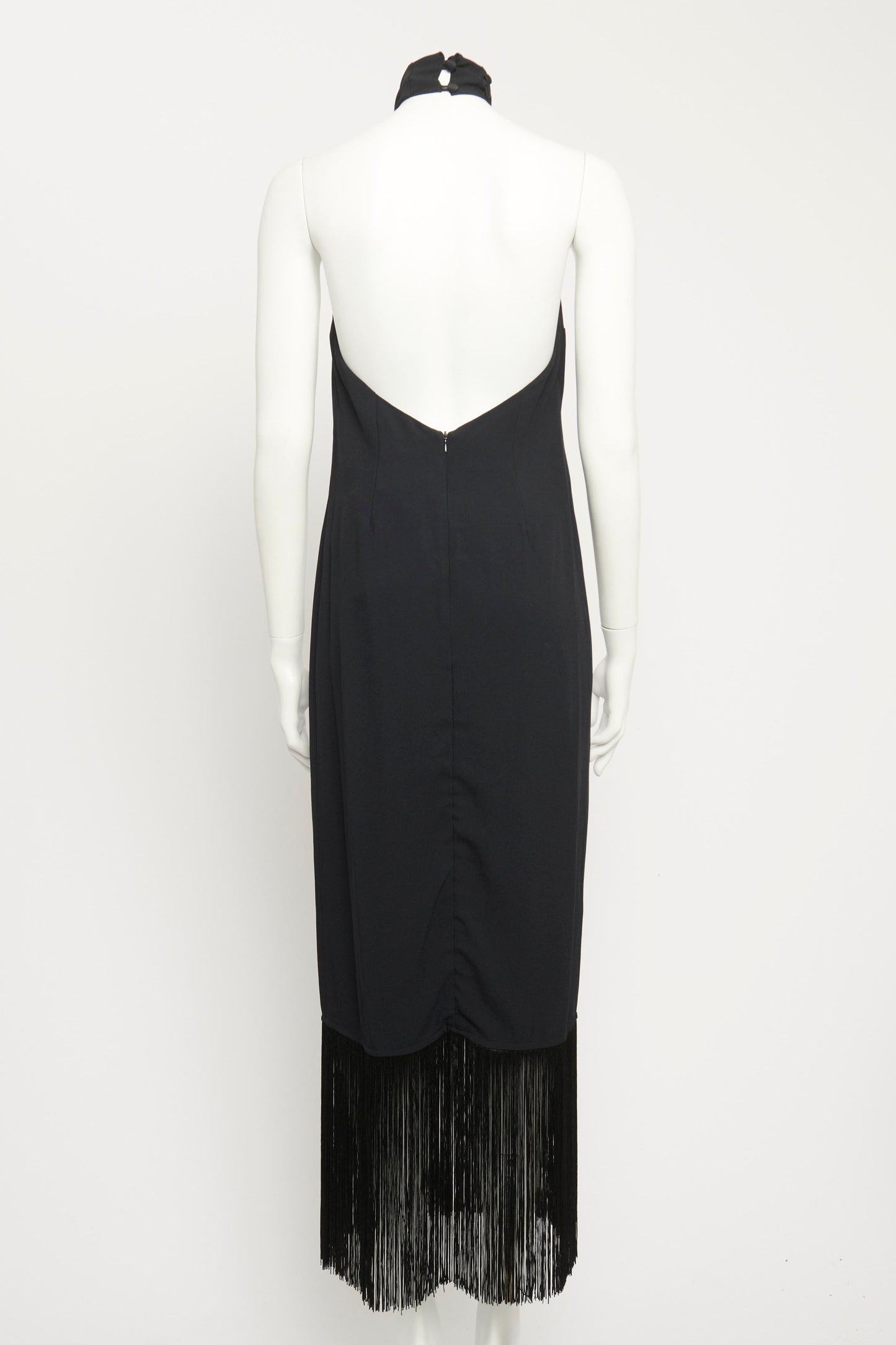 Halter Tassel Silk Mid-length Preowned Dress