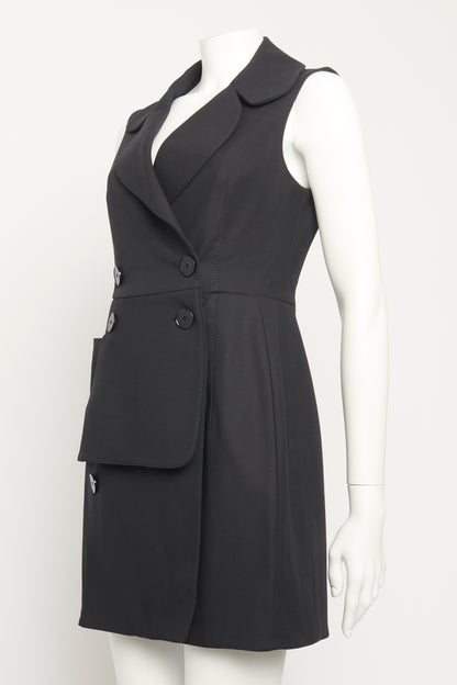 Navy Wool Double Breasted Preowned Vest Dress