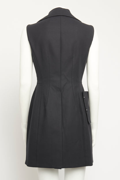 Navy Wool Double Breasted Preowned Vest Dress