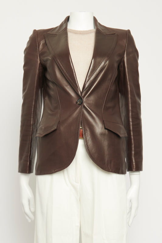 Aubergine Soft Leather Preowned Blazer