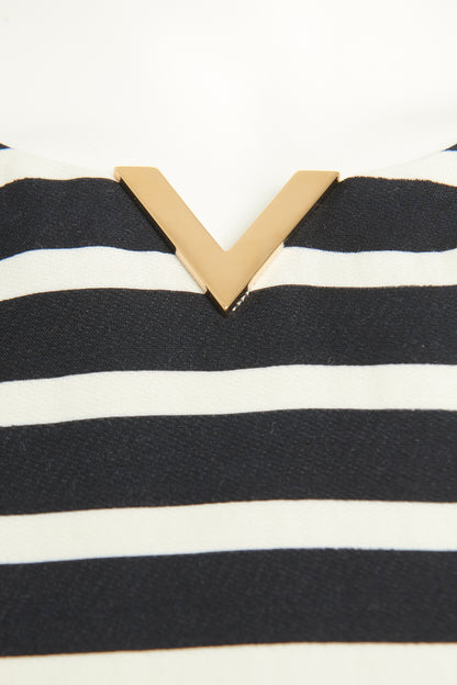 Gold Logo-Plaque Stripe-Print Preowned Playsuit