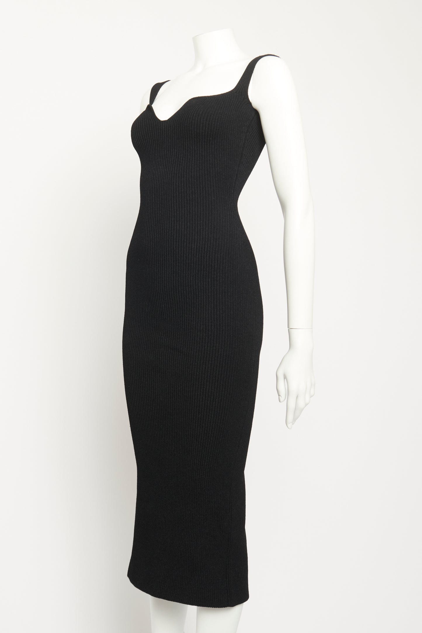 Alessia Ribbed Cotton-blend Preowned Midi Dress