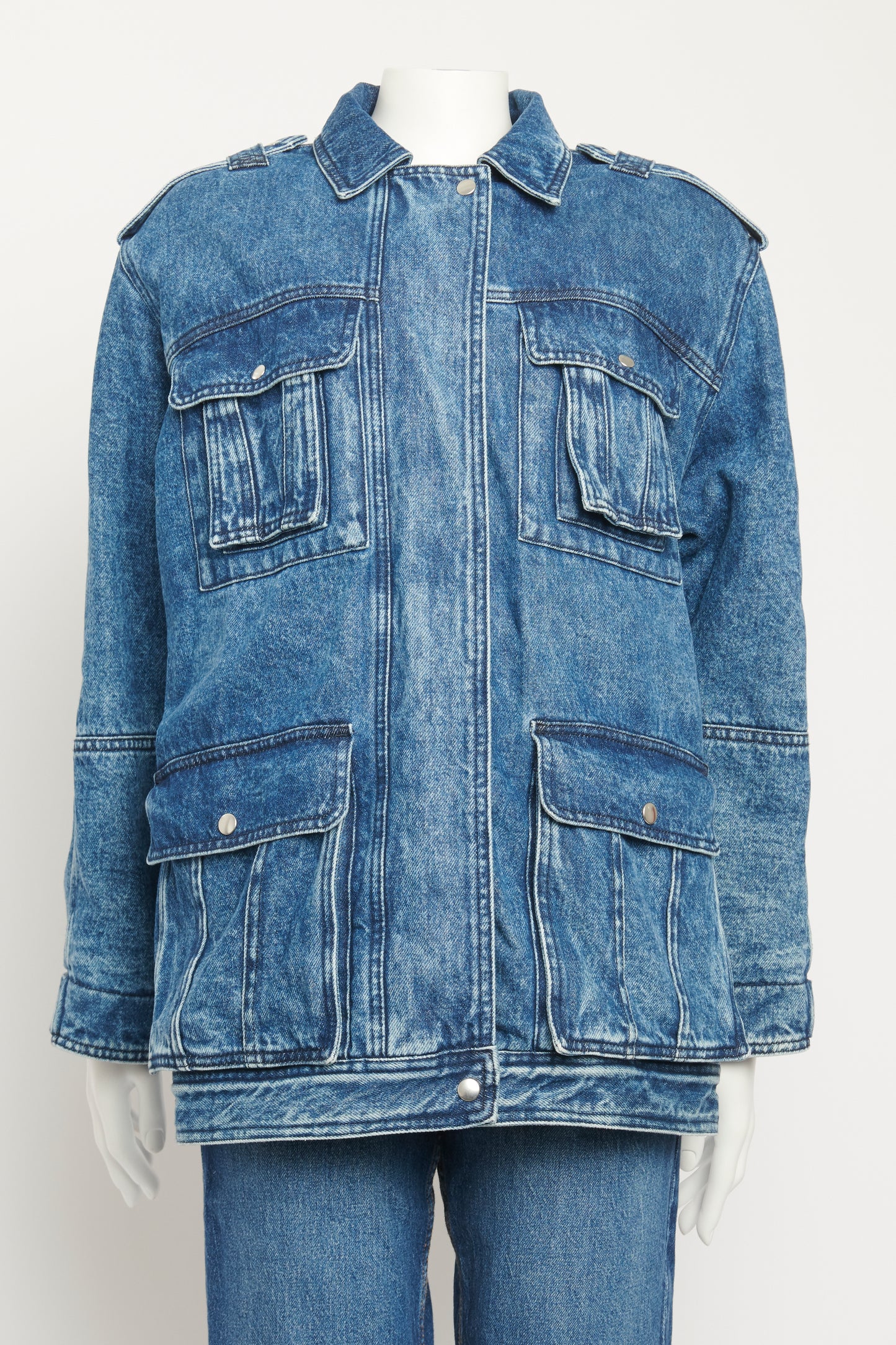 Blue Acid-Wash Denim Preowned Jacket