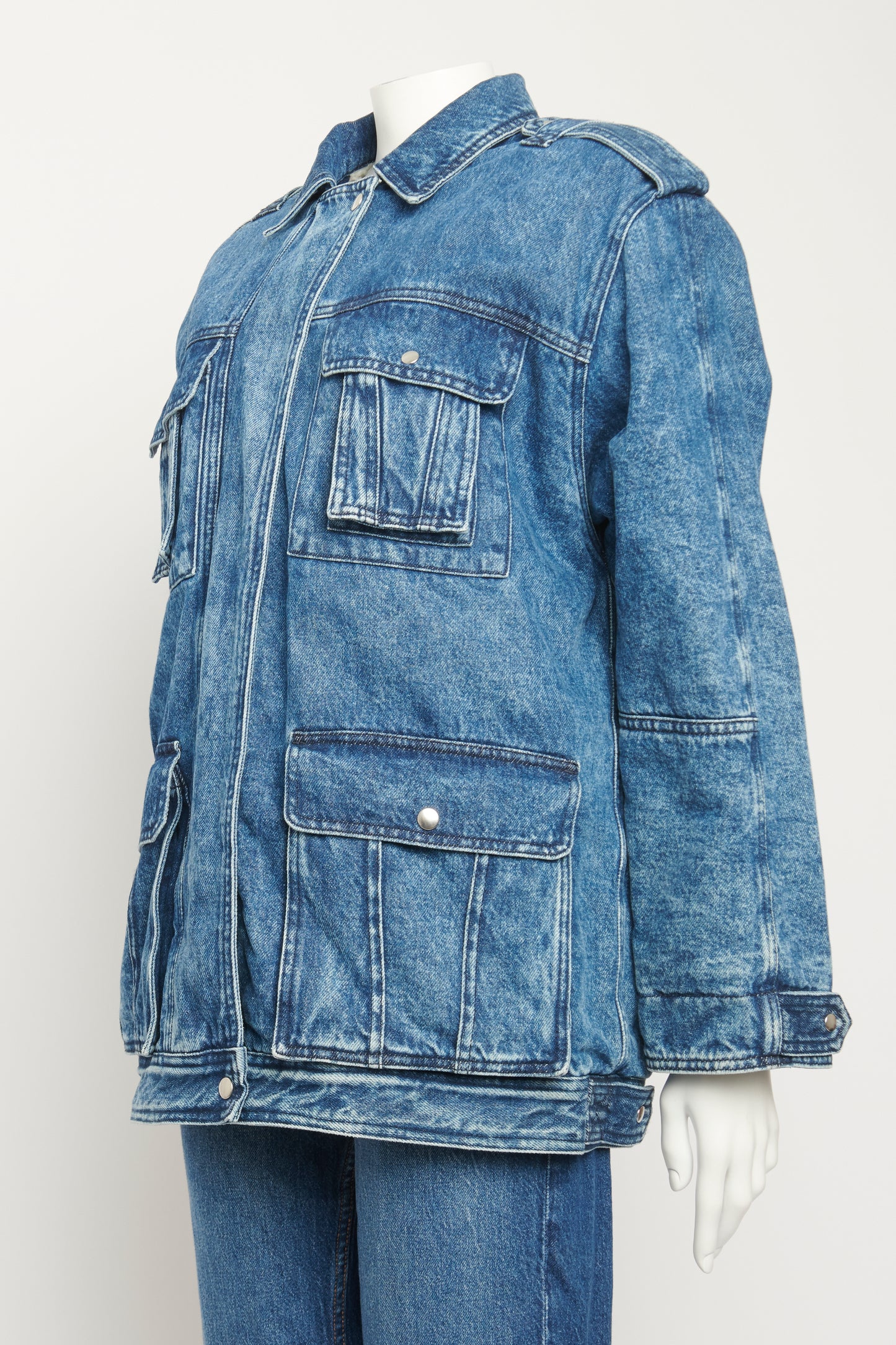 Blue Acid-Wash Denim Preowned Jacket