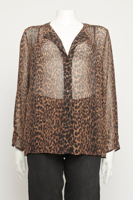 2015 Animal Print Silk Preowned Blouse