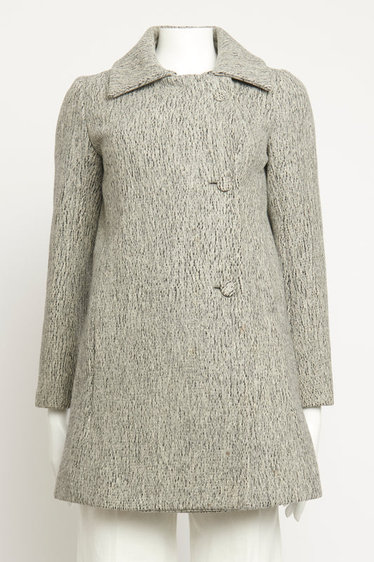 Mottled Grey Wool Tonnere Preowned Coat