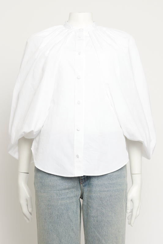 White Cotton Caped Preowned Blouse