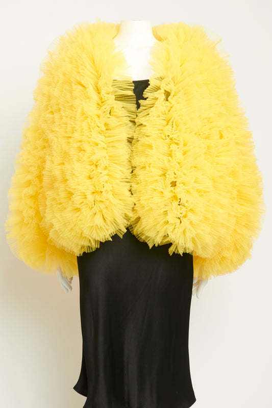 Iris Yellow Fleur Tulle Preowned Bomber Jacket