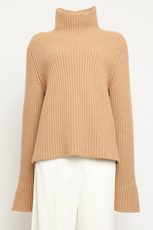 Camel Cashmere Preowned Roll Neck Jumper