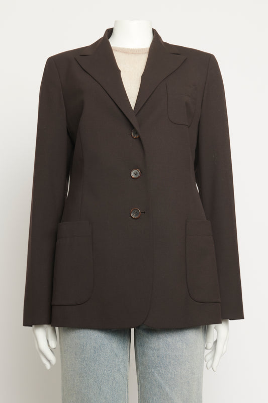 MADEWELL - Brown Wool Blend Single Breasted Preowned Blazer