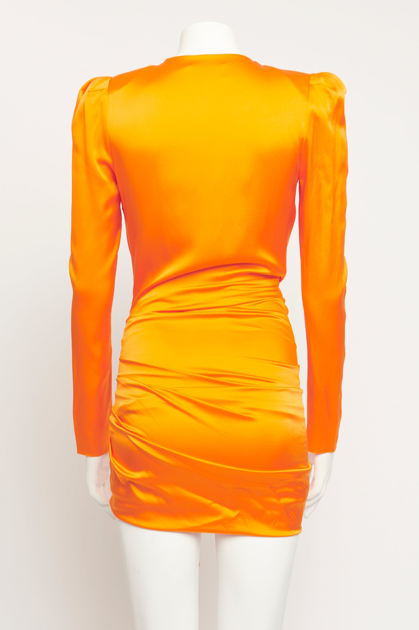 Orange Silk Blend Preowned Draped Mini Dress