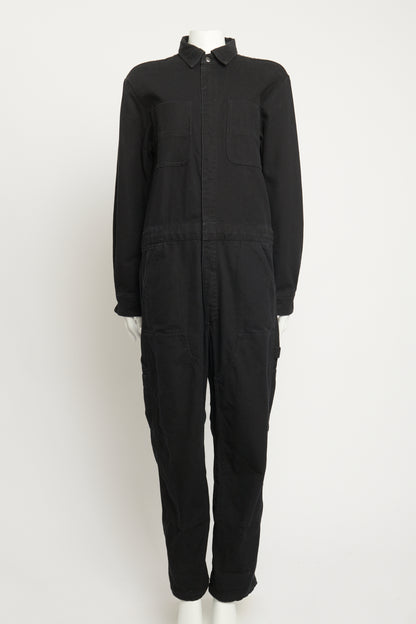 Black Heavy Cotton Utility Style Preowned Jumpsuit