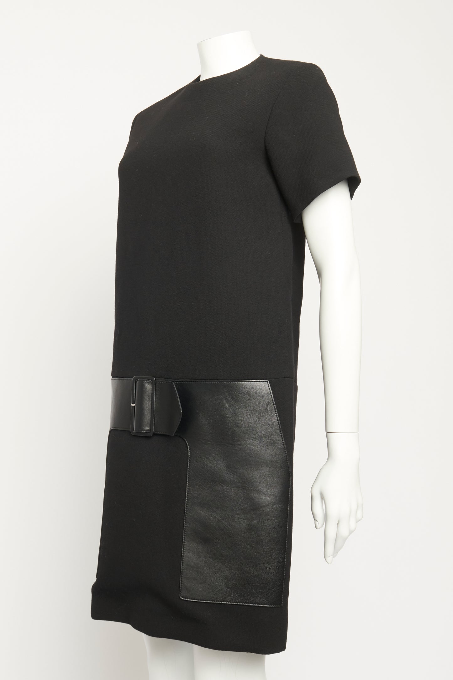 Black Wool Preowned Shift Dress