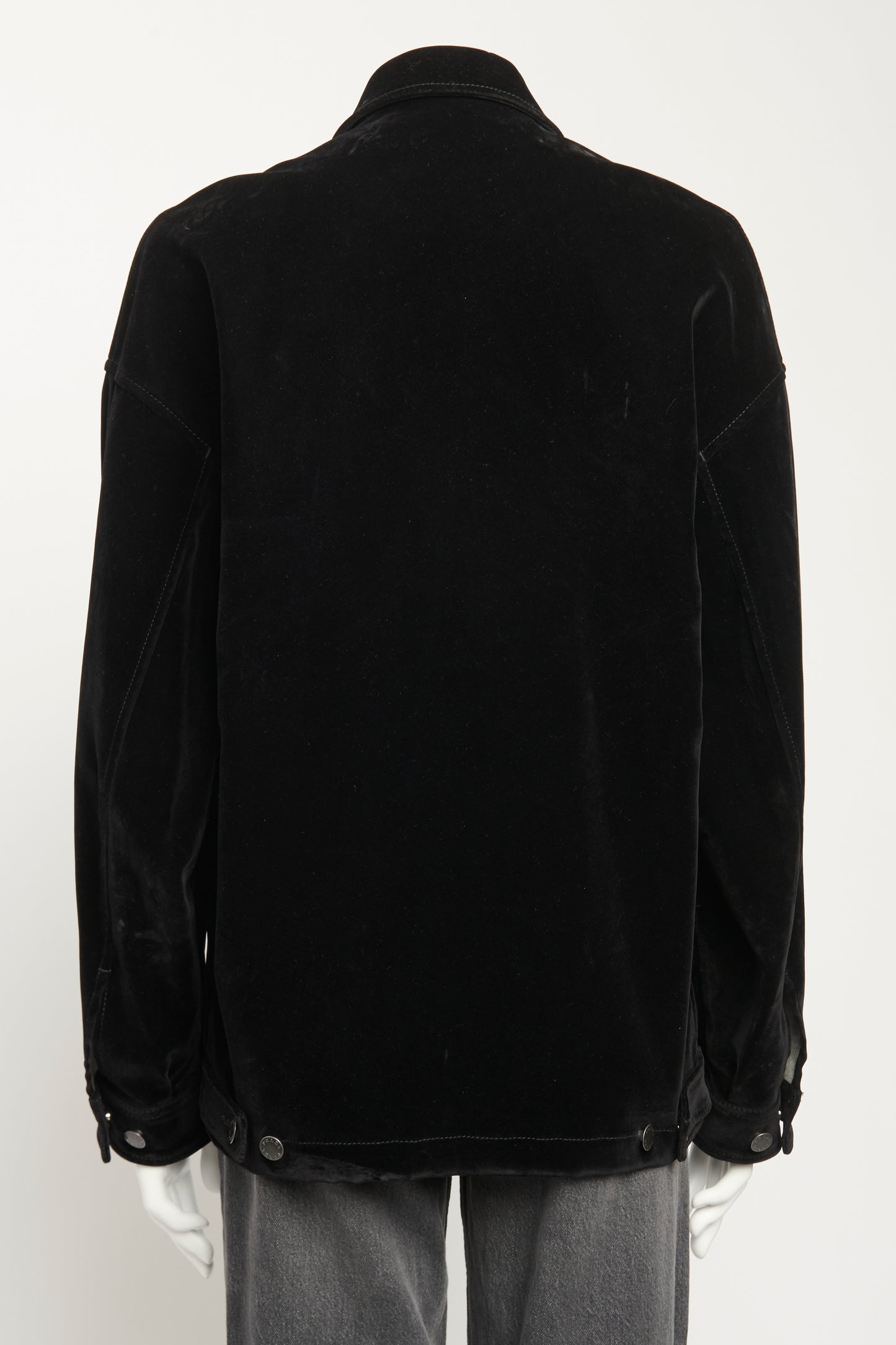 Black Velvet Denim Blouson Preowned Jacket