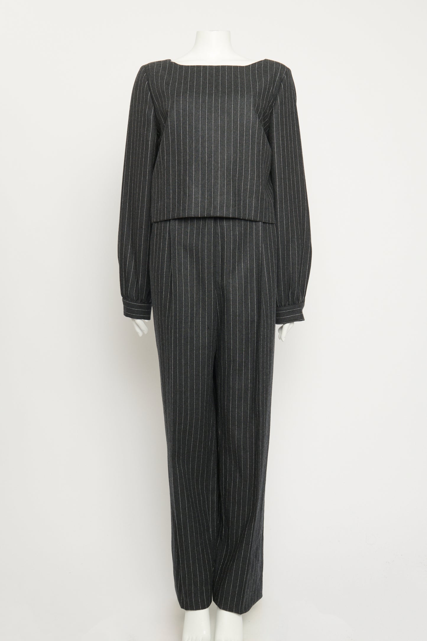 Wool Charcoal Pinstripe Preowned Jumpsuit