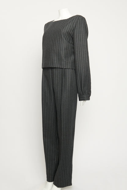 Wool Charcoal Pinstripe Preowned Jumpsuit