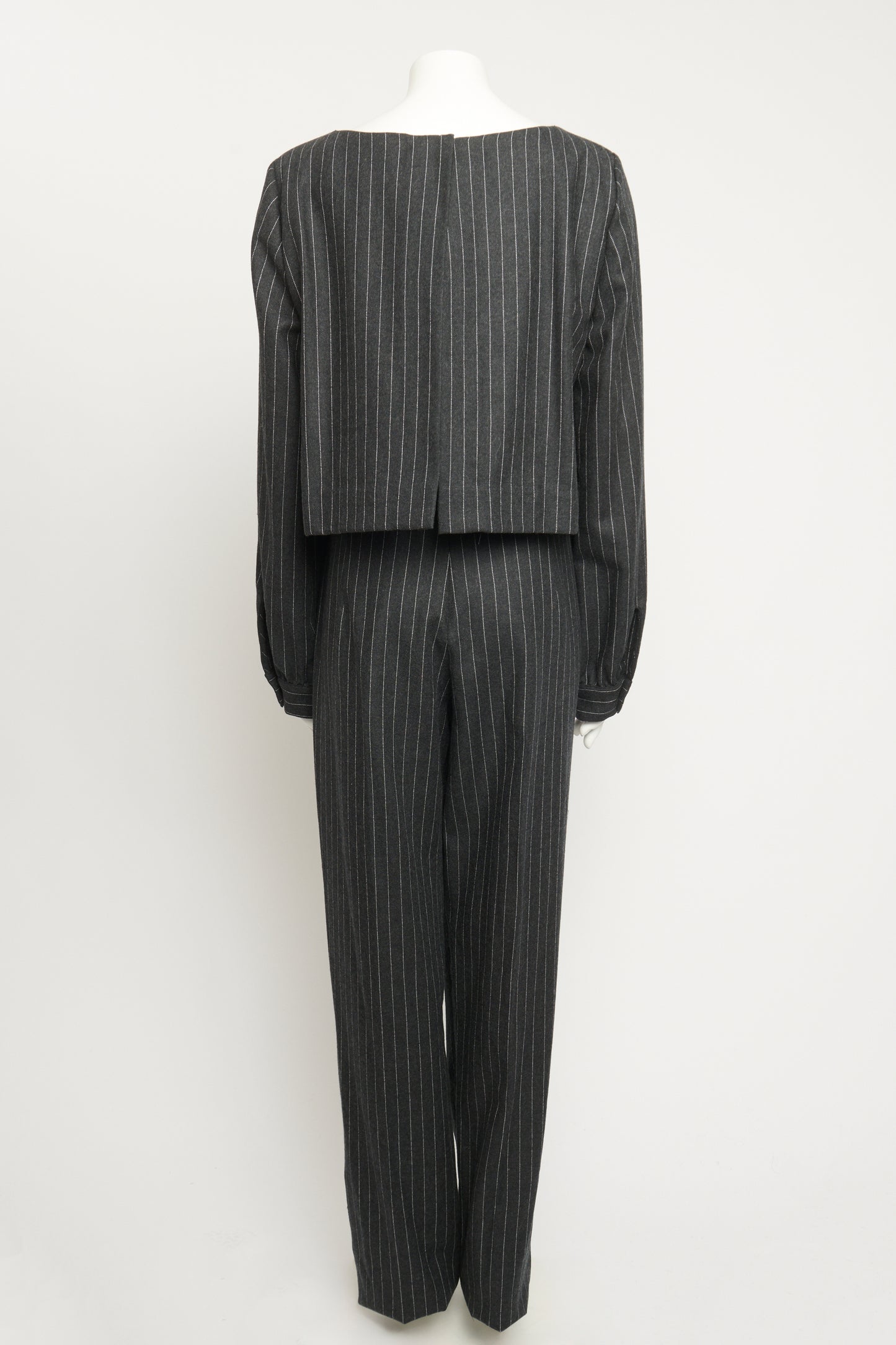 Wool Charcoal Pinstripe Preowned Jumpsuit