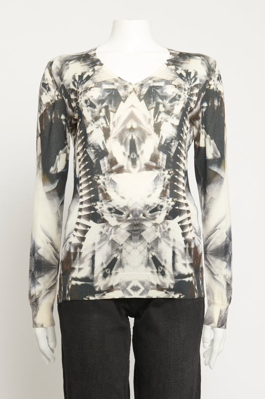 Silk Abstract Print Fine Knit Preowned Jumper