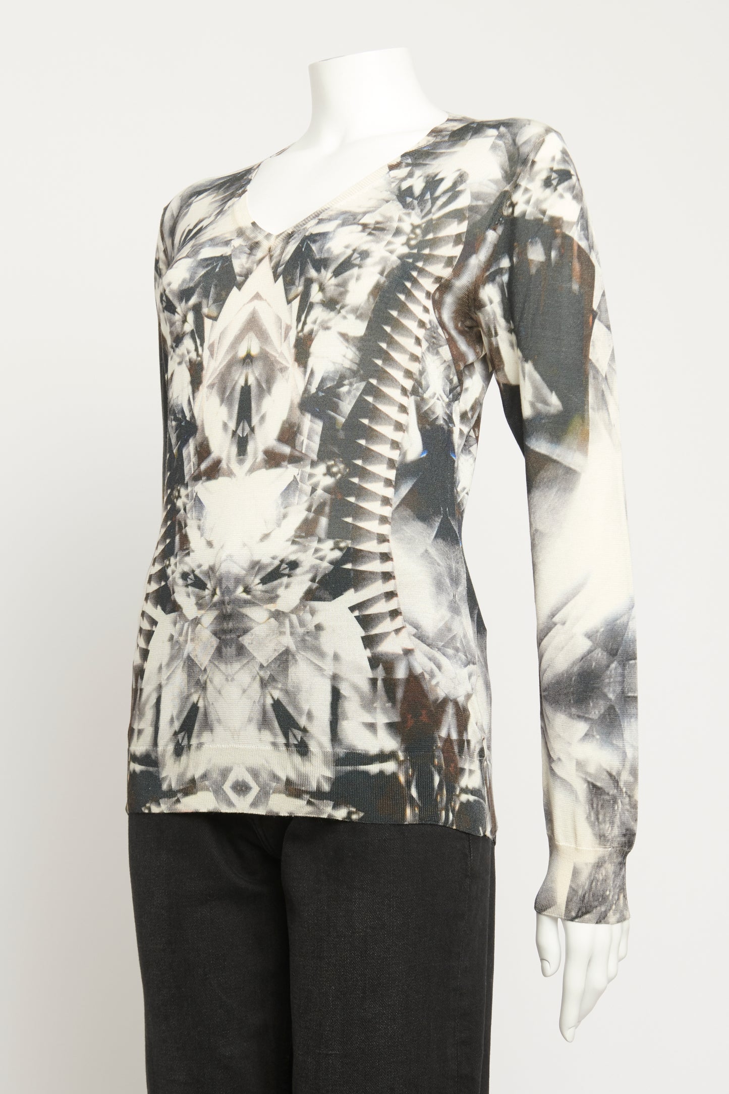 Silk Abstract Print Fine Knit Preowned Jumper