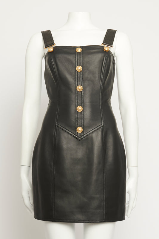 Black Leather Preowned Mini Dress