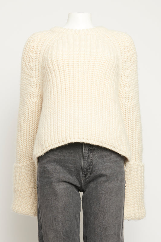 Cream Wool Cropped Preowned Jumper