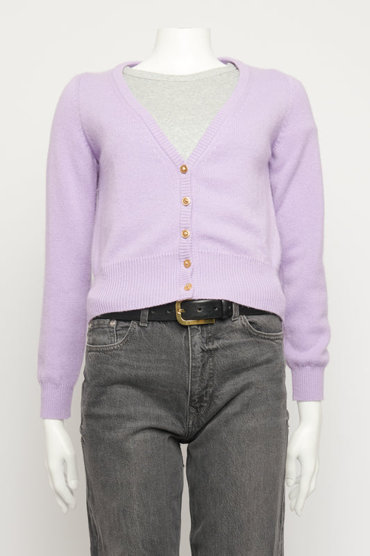 Lilac Cashmere Medusa Button Preowned Cardigan