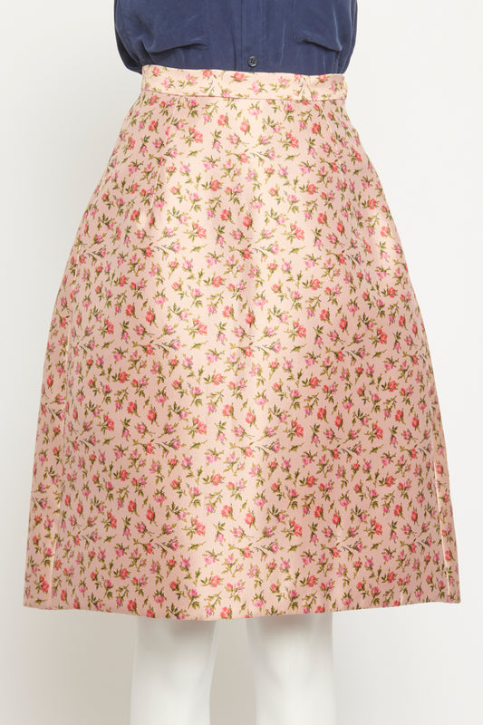 Wool and Silk Floral Preowned Skirt