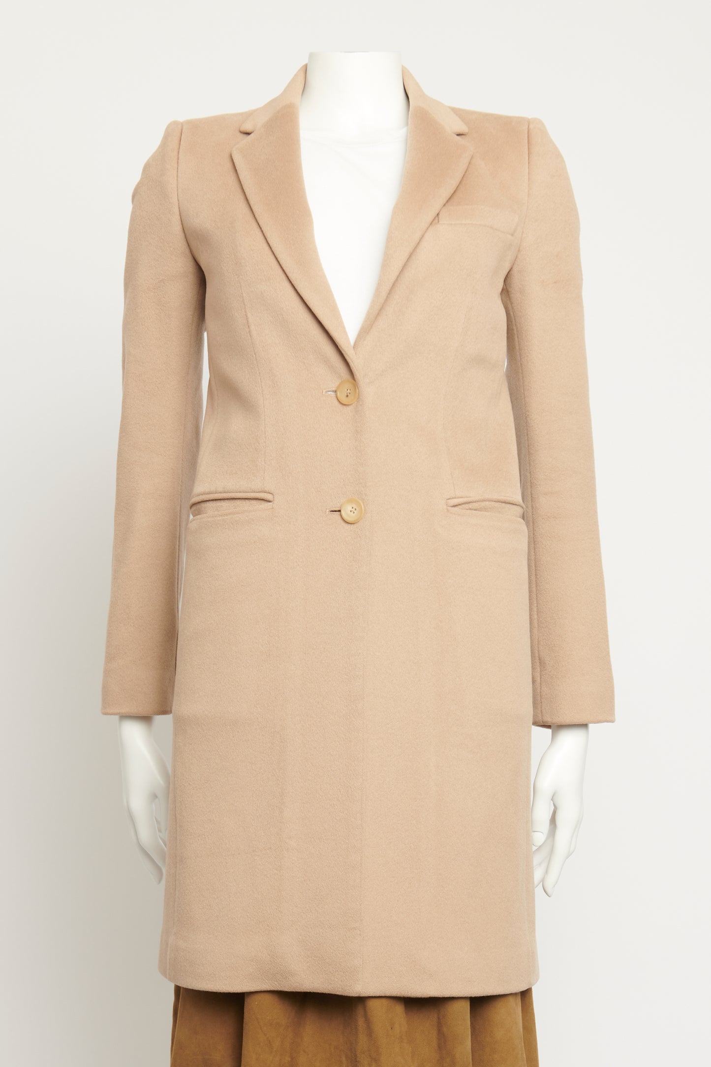 Man Camel Wool Tailored Preowned Coat