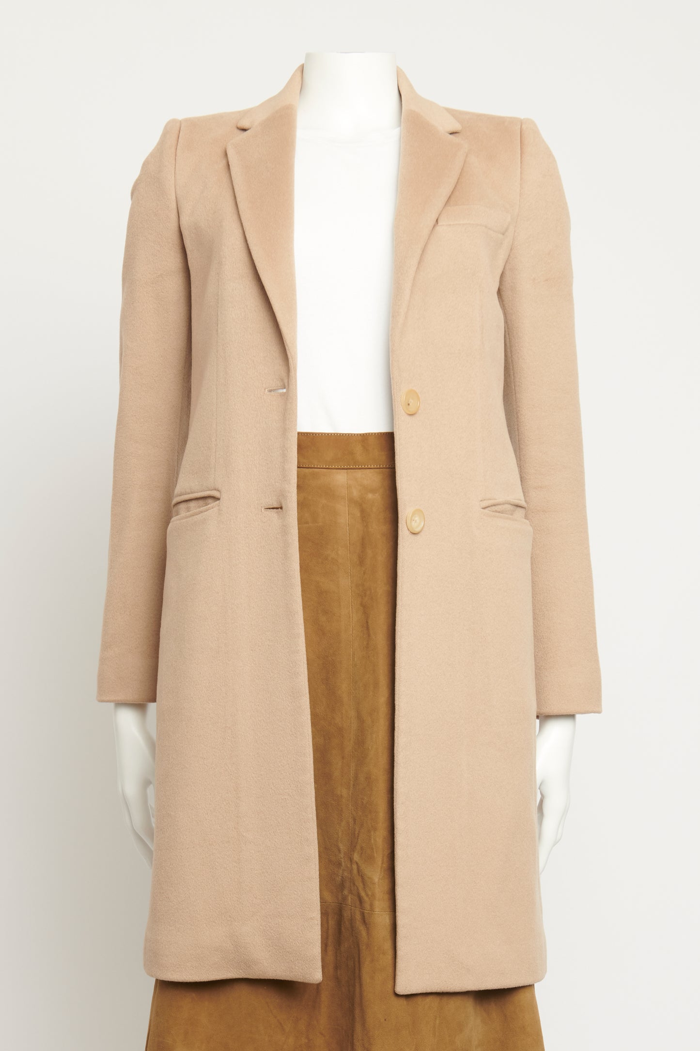 Man Camel Wool Tailored Preowned Coat