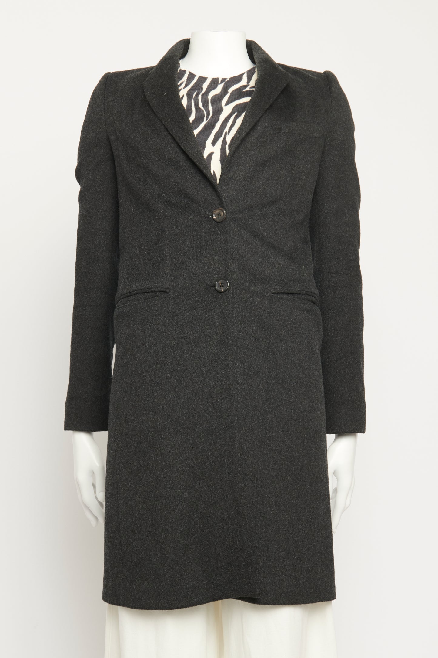 Man Charcoal Wool Tailored Preowned Coat