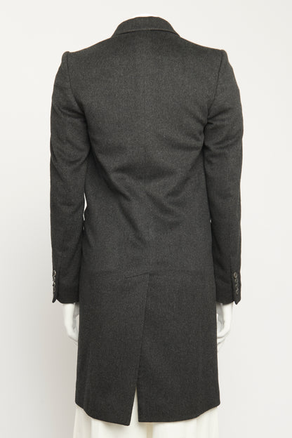 Man Charcoal Wool Tailored Preowned Coat