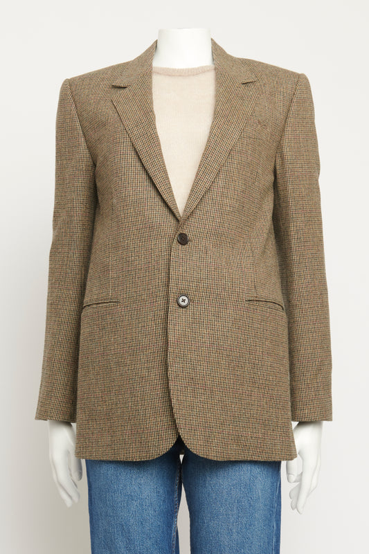 Brown Check Wool Preowned Blazer