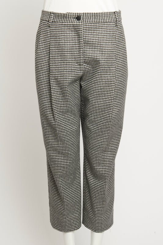 Wool Houndstooth Tapered Preowned Trousers