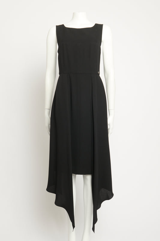 Ebony Asymmetrical Silk Mid-length Preowned Dress