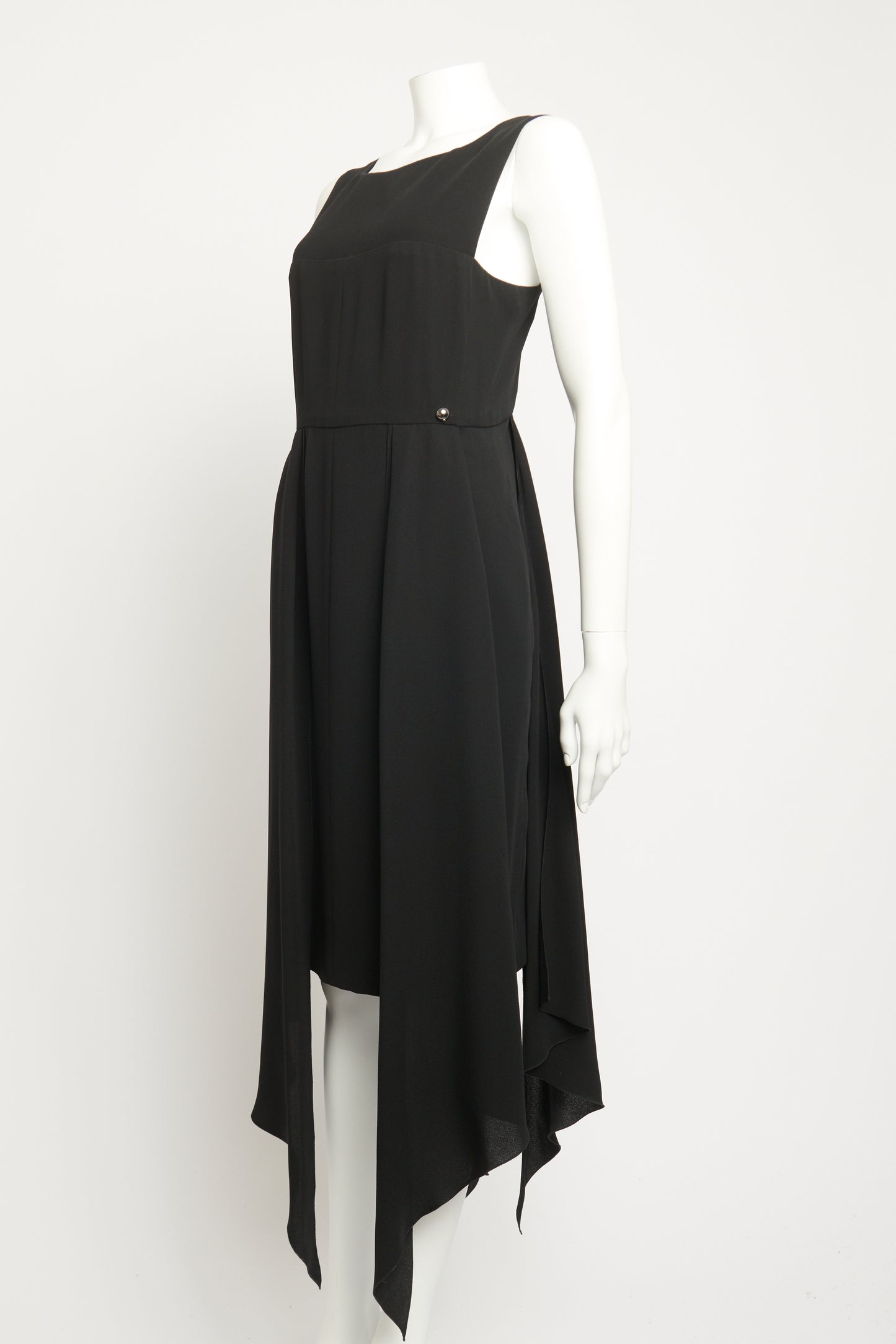 Ebony Asymmetrical Silk Mid-length Preowned Dress