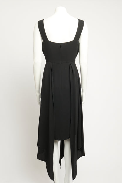 Ebony Asymmetrical Silk Mid-length Preowned Dress