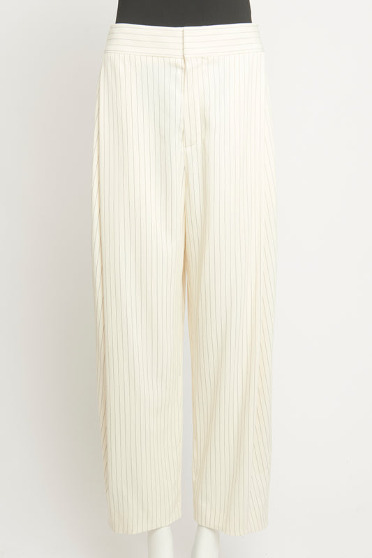 Buttercream Pinstripe Preowned Tapered Trousers