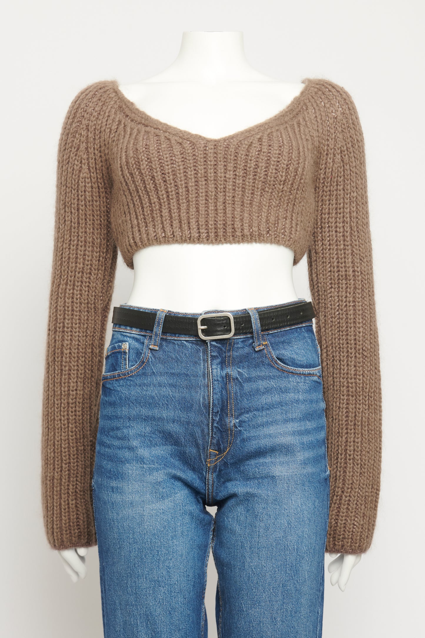 Taupe Mohair Cropped Preowned Knit