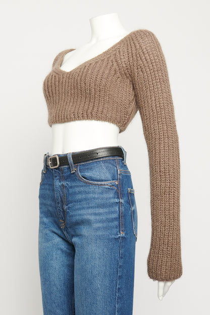 Taupe Mohair Cropped Preowned Knit