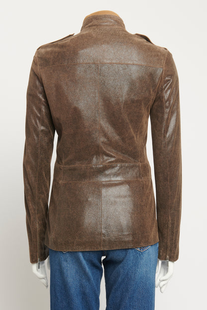 Distressed Leather Preowned Moto Jacket