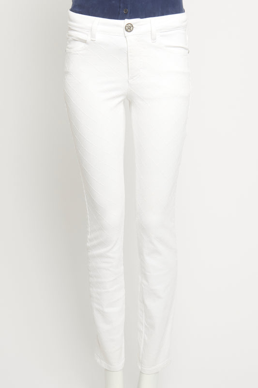 White Quilted Pattern Preowned Jeans