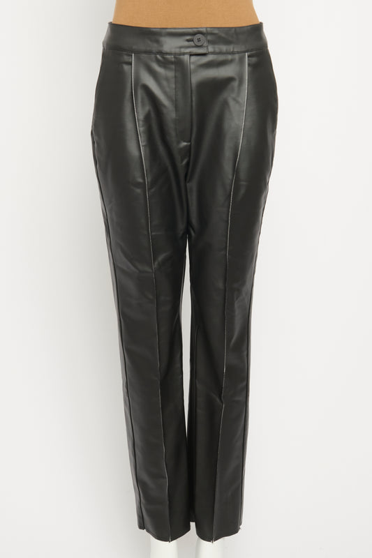 Faux leather and Cotton Preowned Tapered Pants