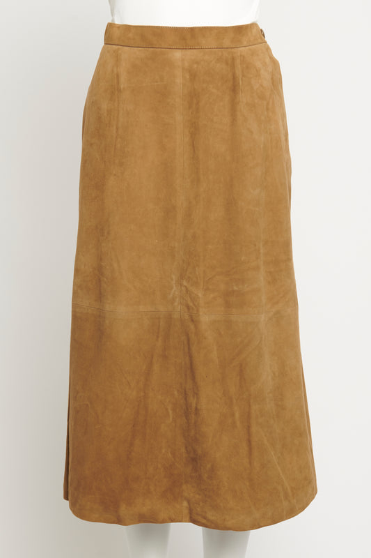 Mushroom Suede Preowned A-Line Skirt